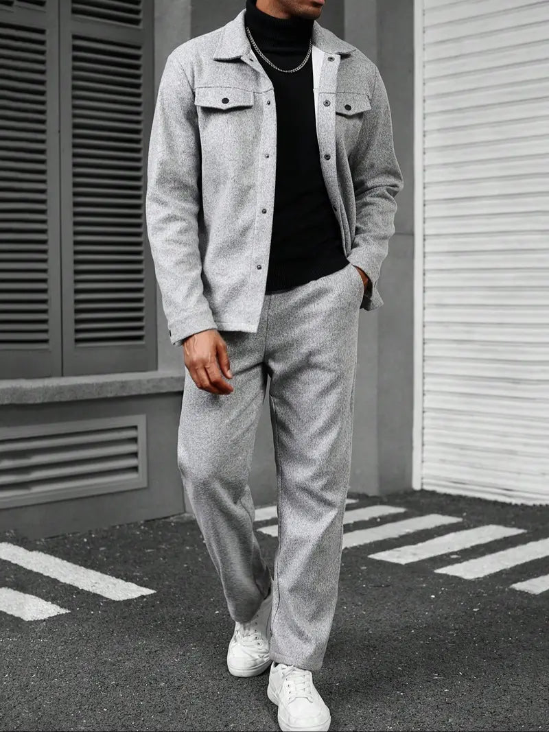 Men’s Casual Jacket and Pants Set Relaxed Fit Everyday Outfit