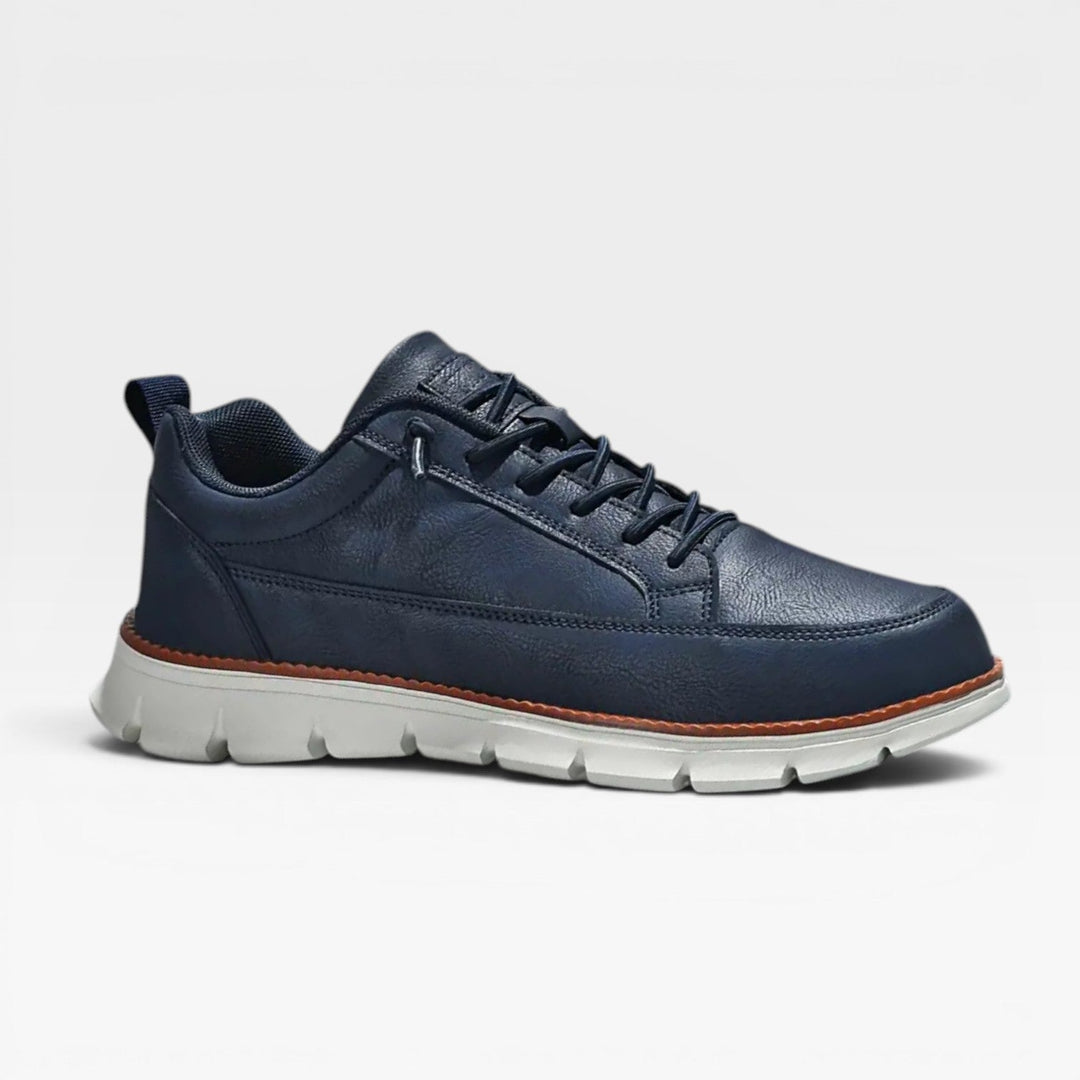 Men's Casual Leather Trainers – Lace Up Cushioned Everyday Sneakers