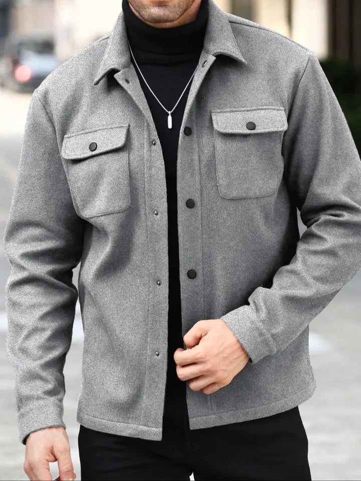 Men’s Casual Overshirt Button Up Jacket Pocket Streetwear Style