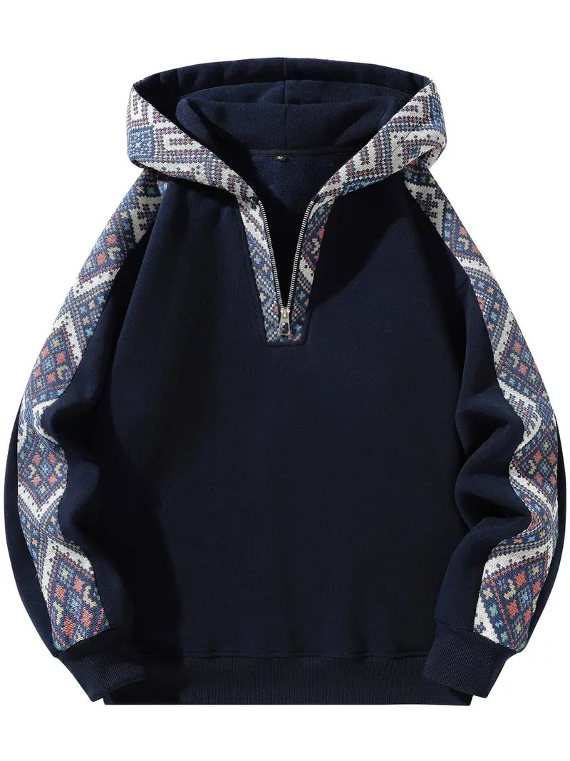 Unisex Hooded Sweatshirt Half Zip Casual Streetwear Pullover Top