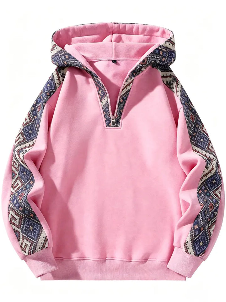 Unisex Hooded Sweatshirt Half Zip Casual Streetwear Pullover Top