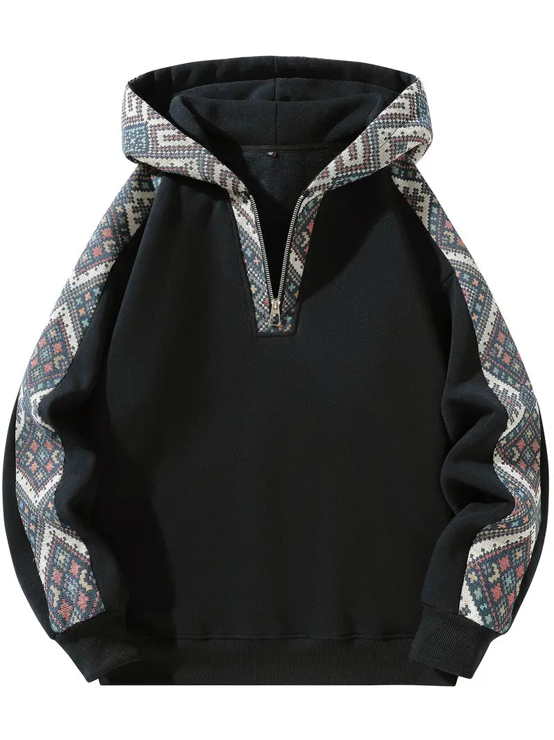 Unisex Hooded Sweatshirt Half Zip Casual Streetwear Pullover Top