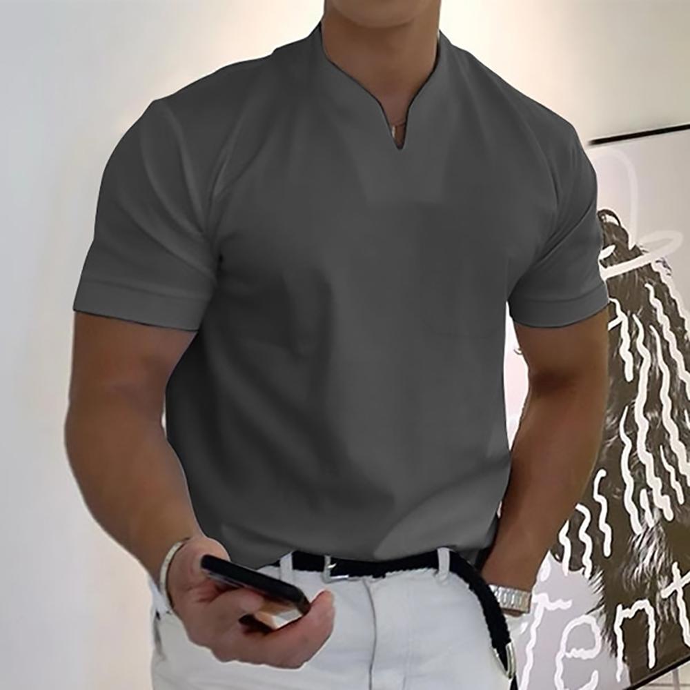 Men’s Short Sleeve Casual Shirt Stand Collar Summer Everyday Top