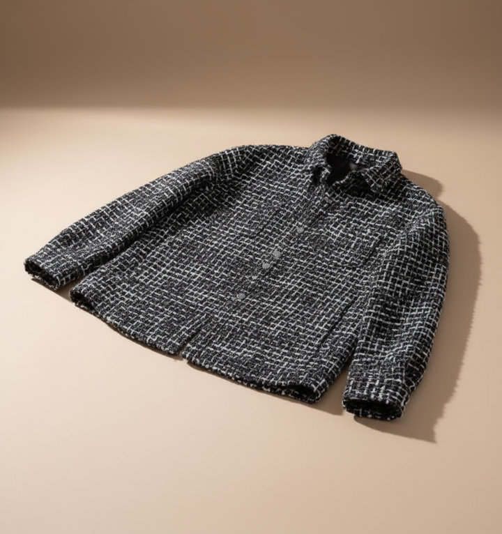 Men's Houndstooth Tweed Overshirt Relaxed Fit
