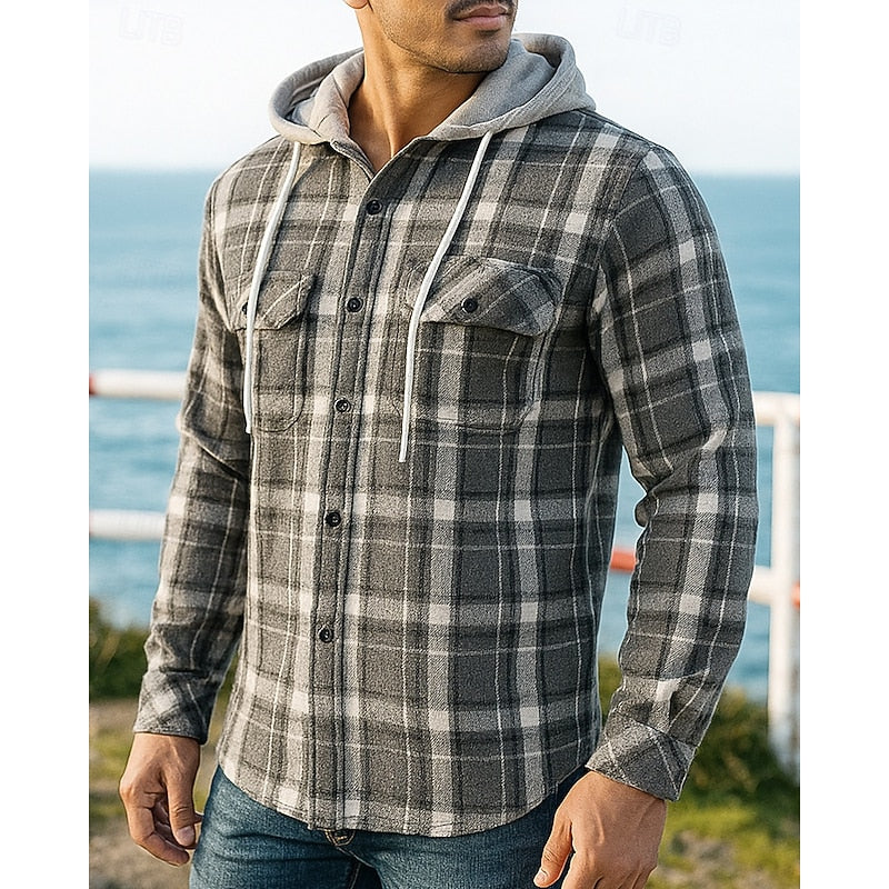 Thatcher | Hooded Checked Shirt Jacket