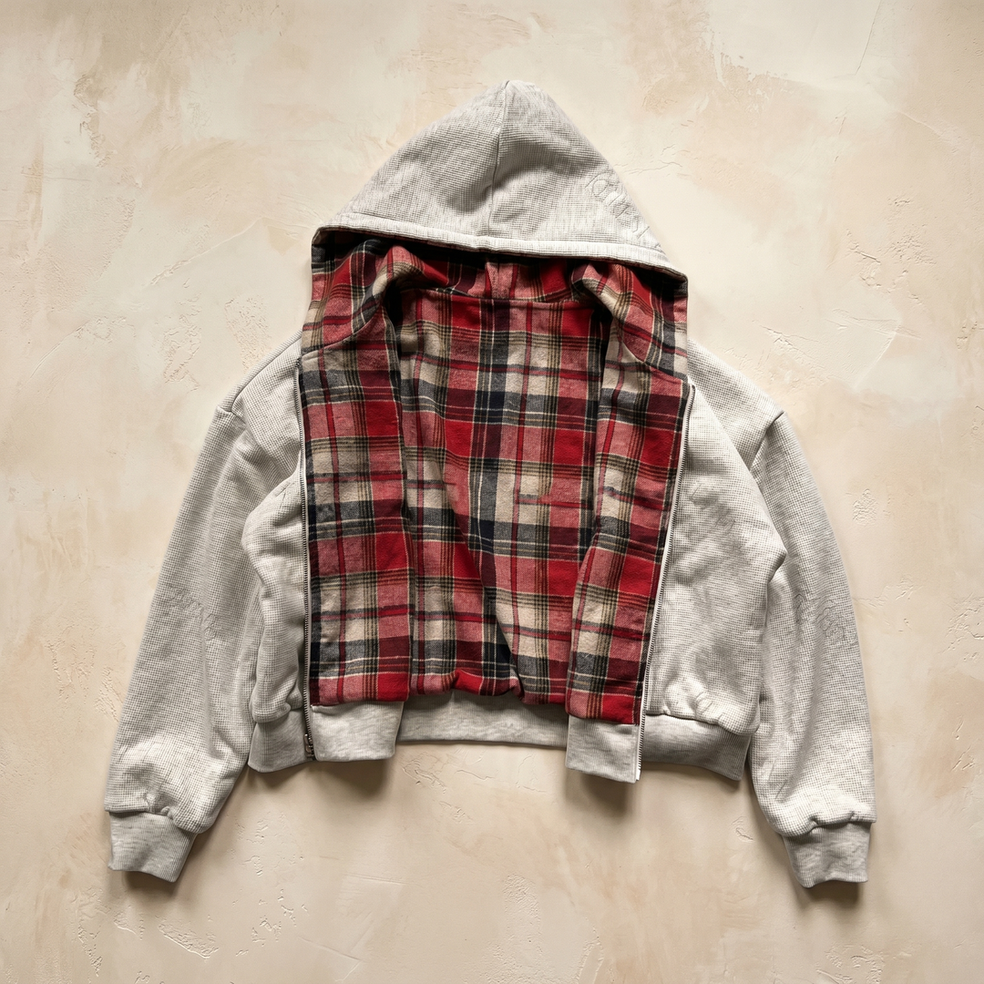 Men's Checkered Patchwork Zip Hoodie | Winter Casual Sweatshirt