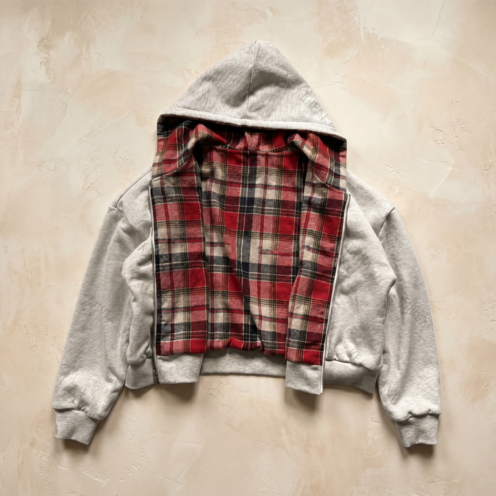 Men's Checkered Patchwork Zip Hoodie | Winter Casual Sweatshirt