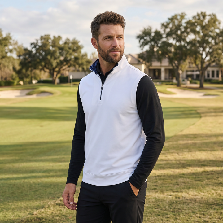 Men's Stretch Golf Vest | Quarter Zip | Windproof Moisture-Wicking Performance Wear