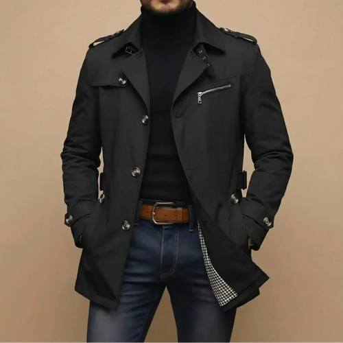 Men’s Trench Coat Casual Long Jacket Business Outerwear
