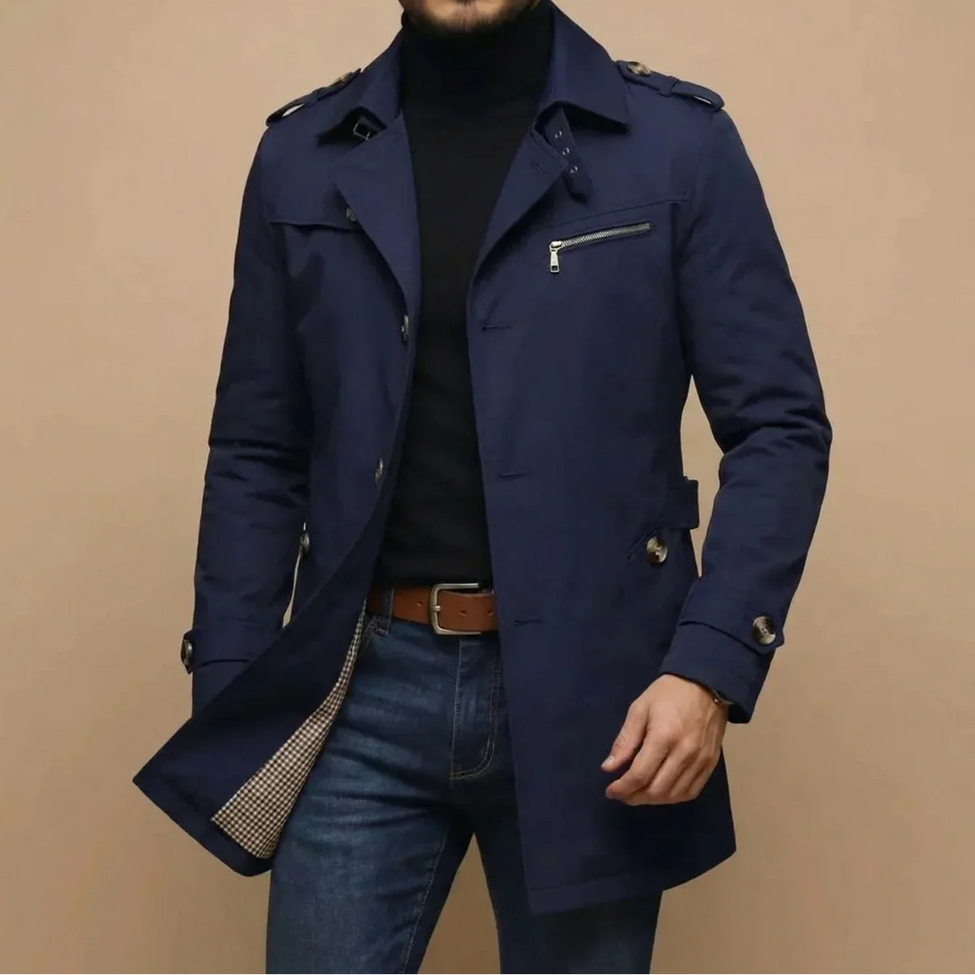 Men’s Trench Coat Casual Long Jacket Business Outerwear