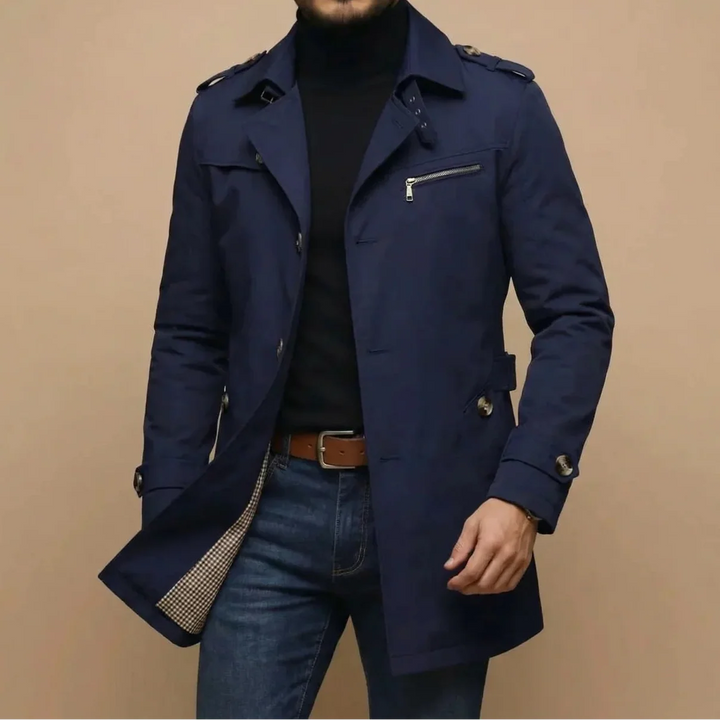 Men’s Trench Coat Casual Long Jacket Business Outerwear