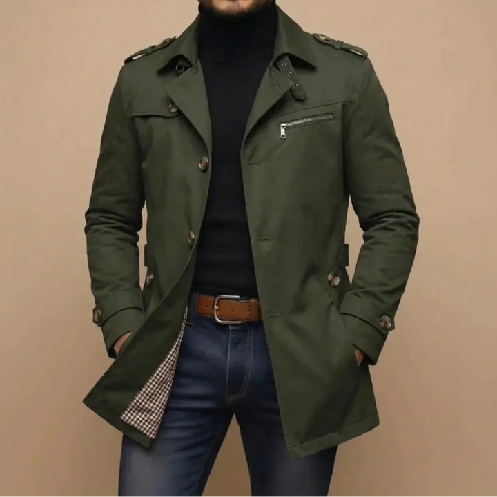 Men’s Trench Coat Casual Long Jacket Business Outerwear