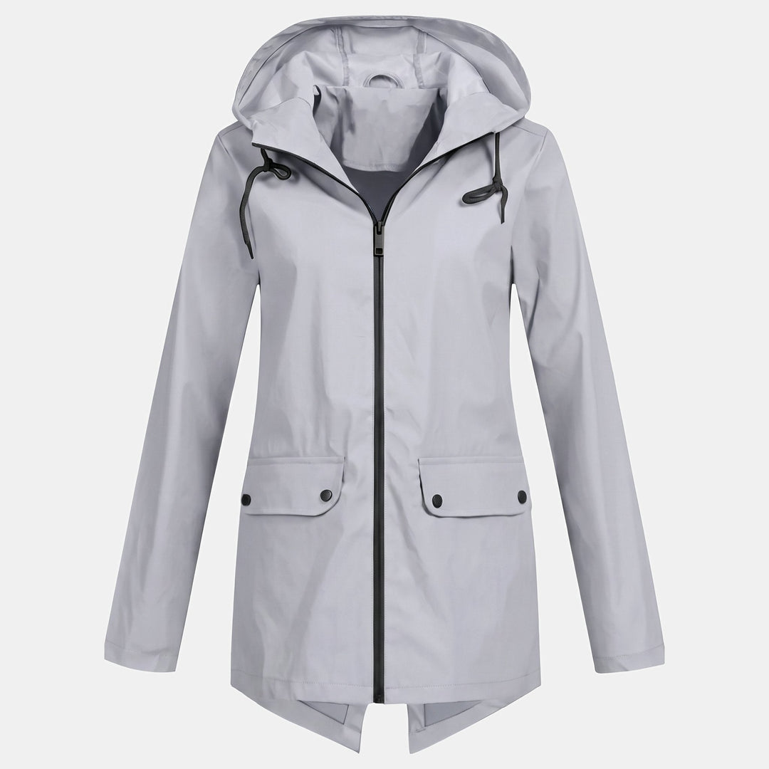 Women's Lightweight Waterproof Rain Jacket, Short Full Zip