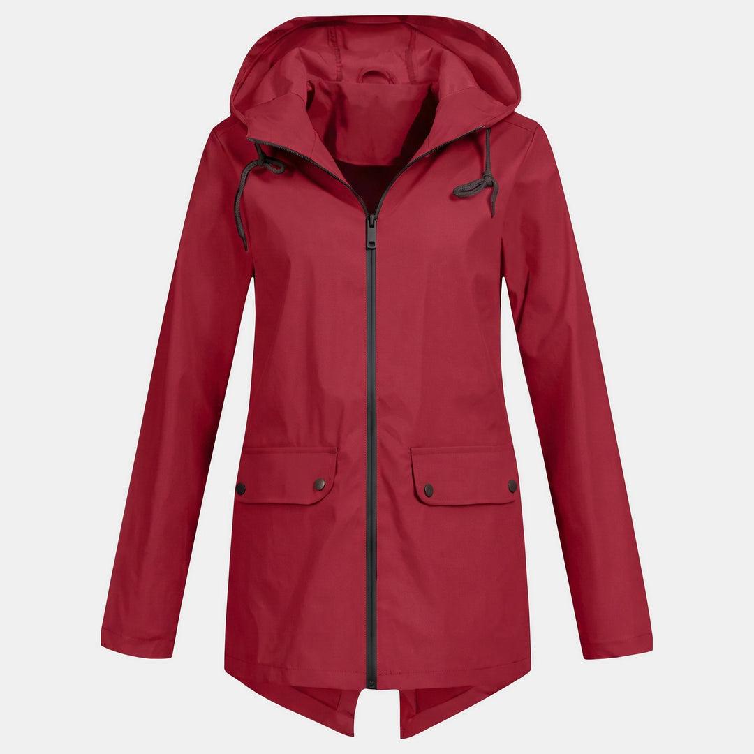 Women's Lightweight Waterproof Rain Jacket, Short Full Zip