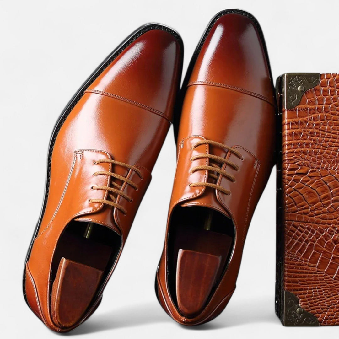 Dress Shoes with Lace-Up Front and Cap Toe for Men