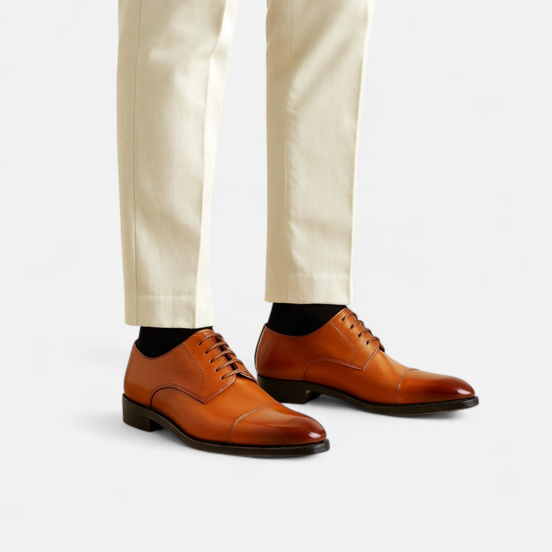 Dress Shoes with Lace-Up Front and Cap Toe for Men