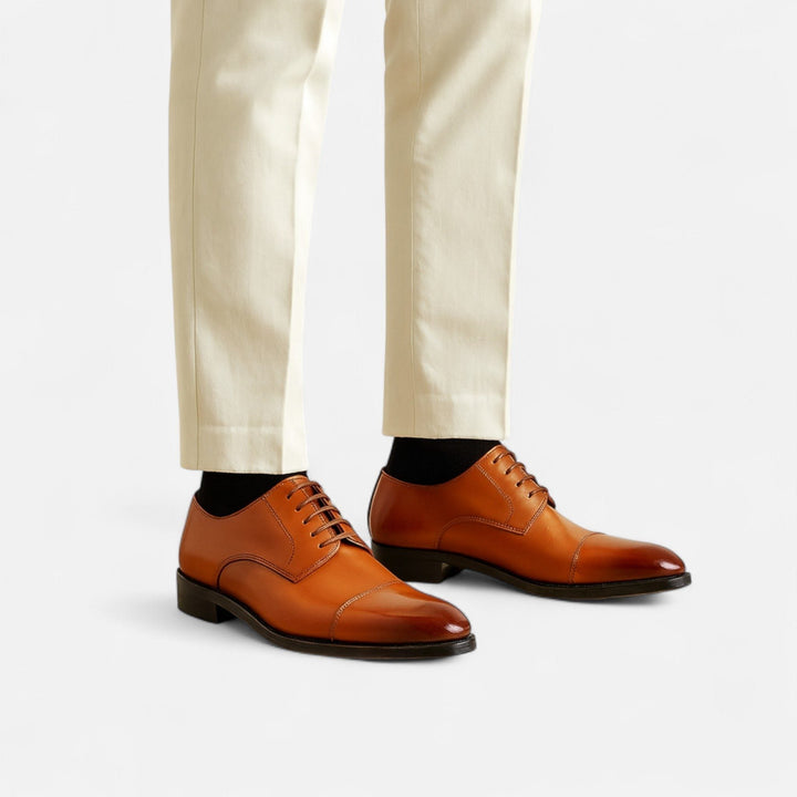 Dress Shoes with Lace-Up Front and Cap Toe for Men
