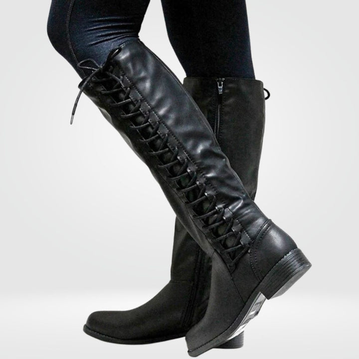 Knee-High Boots with Lace-Up Front for Women