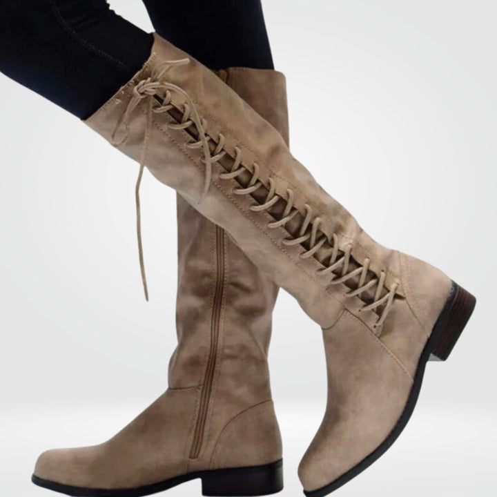 Knee-High Boots with Lace-Up Front for Women