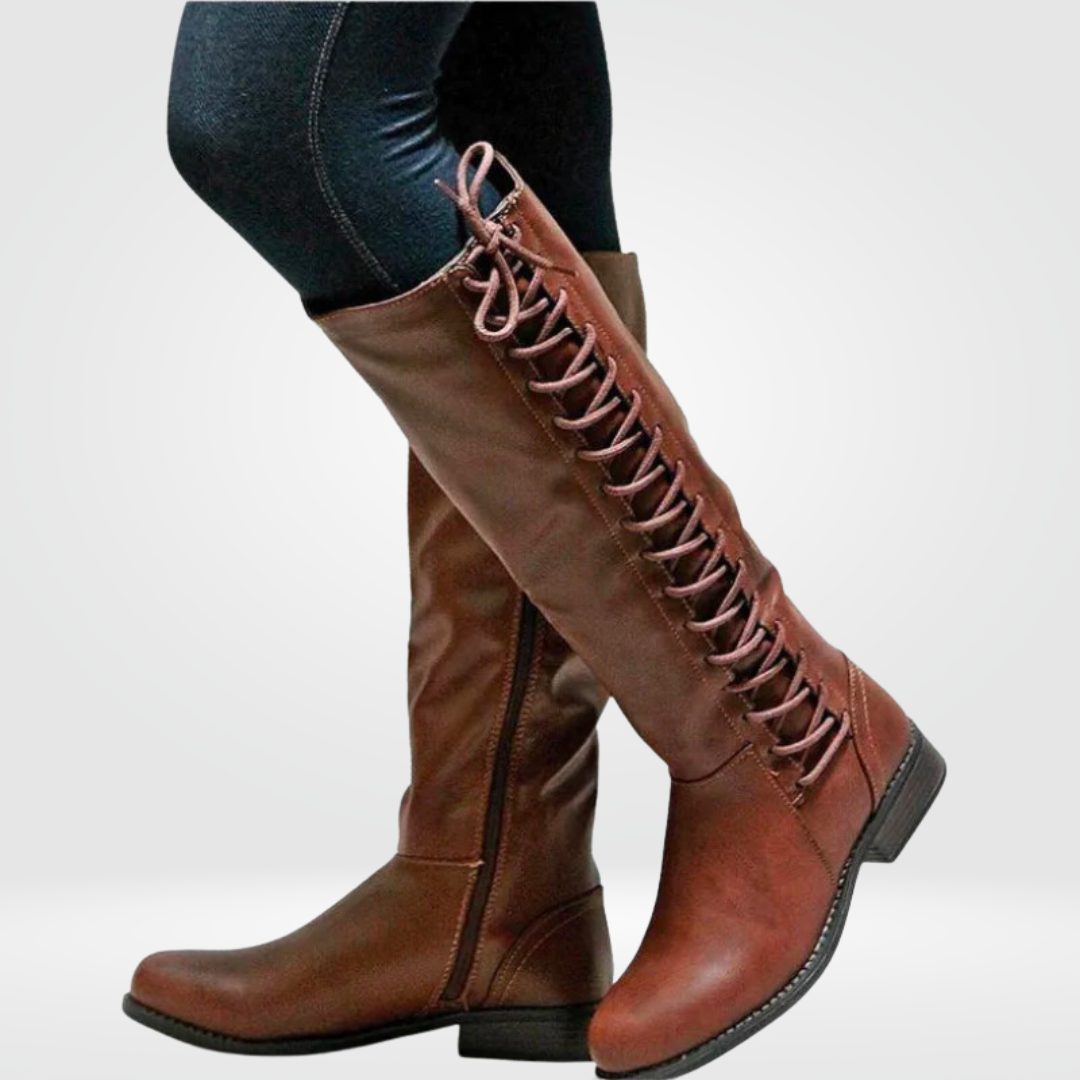Knee-High Boots with Lace-Up Front for Women