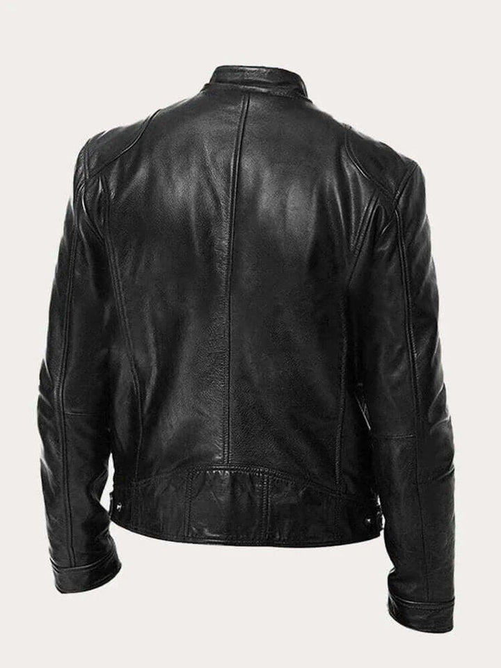 Aiden | Men's Classic Biker-Style Zip-Up Leather Jacket