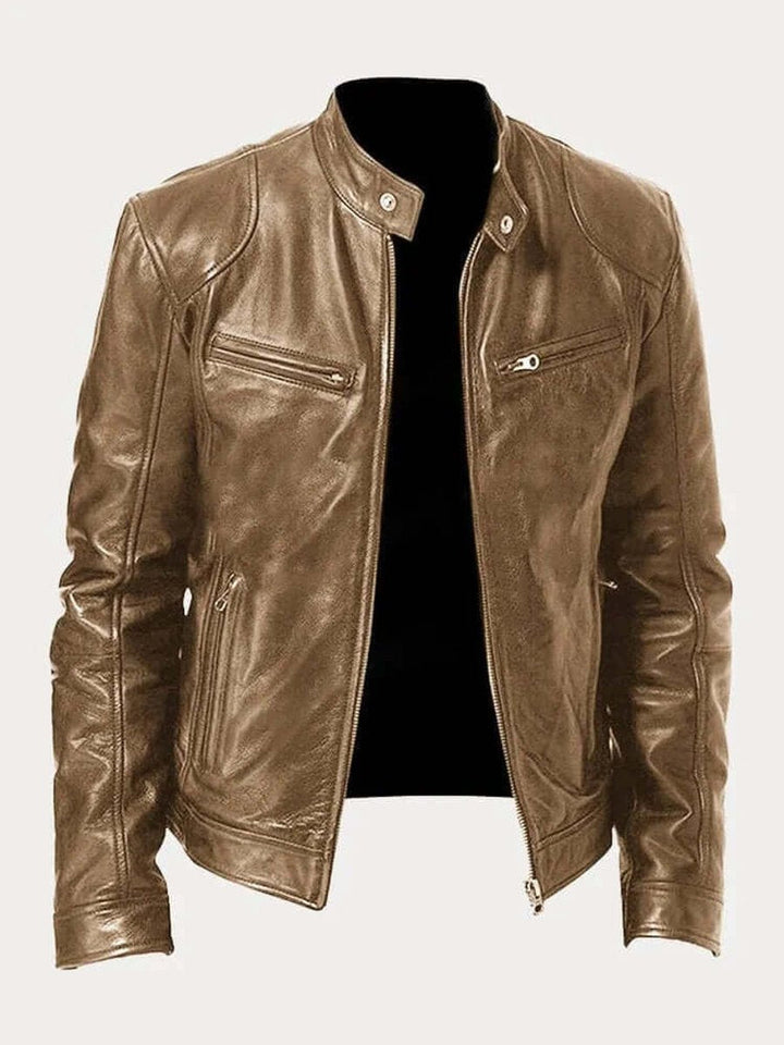 Aiden | Men's Classic Biker-Style Zip-Up Leather Jacket