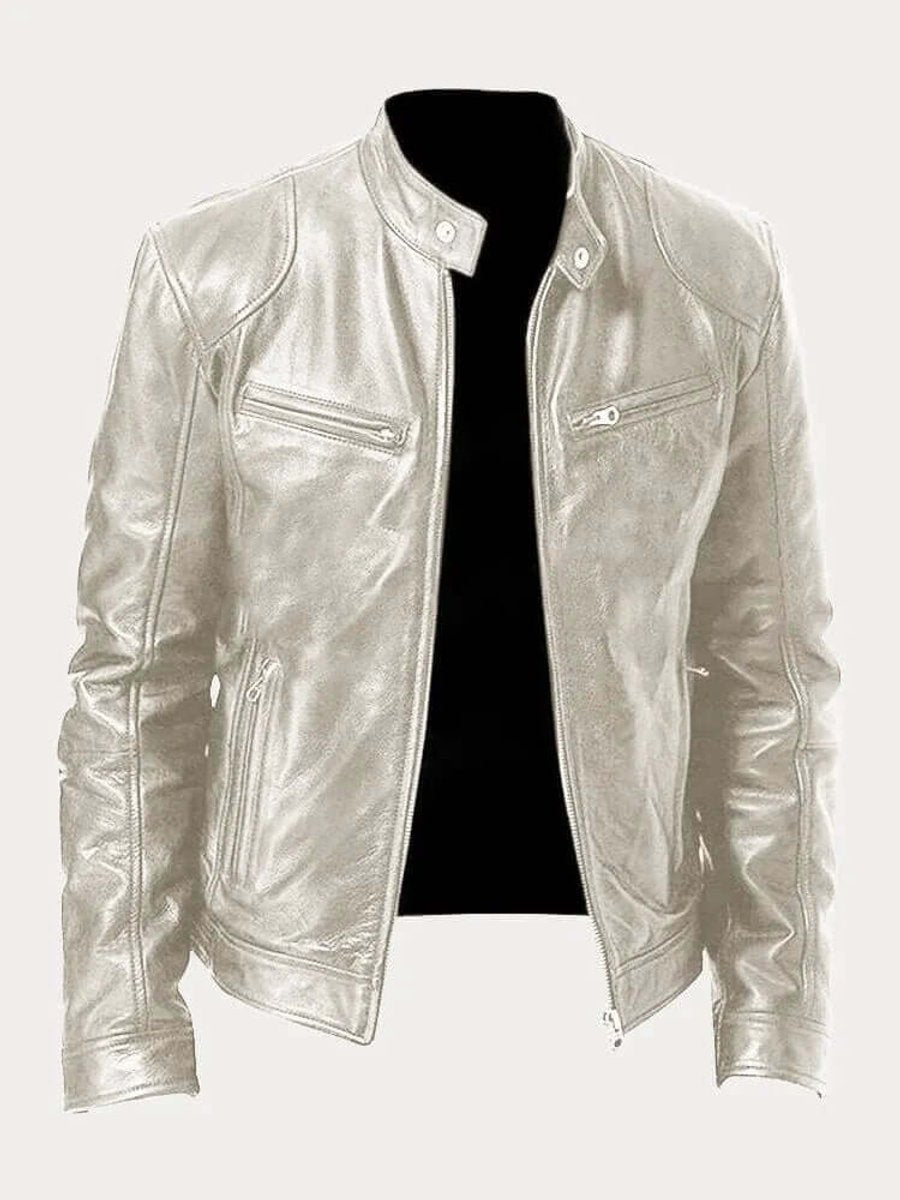 Aiden | Men's Classic Biker-Style Zip-Up Leather Jacket