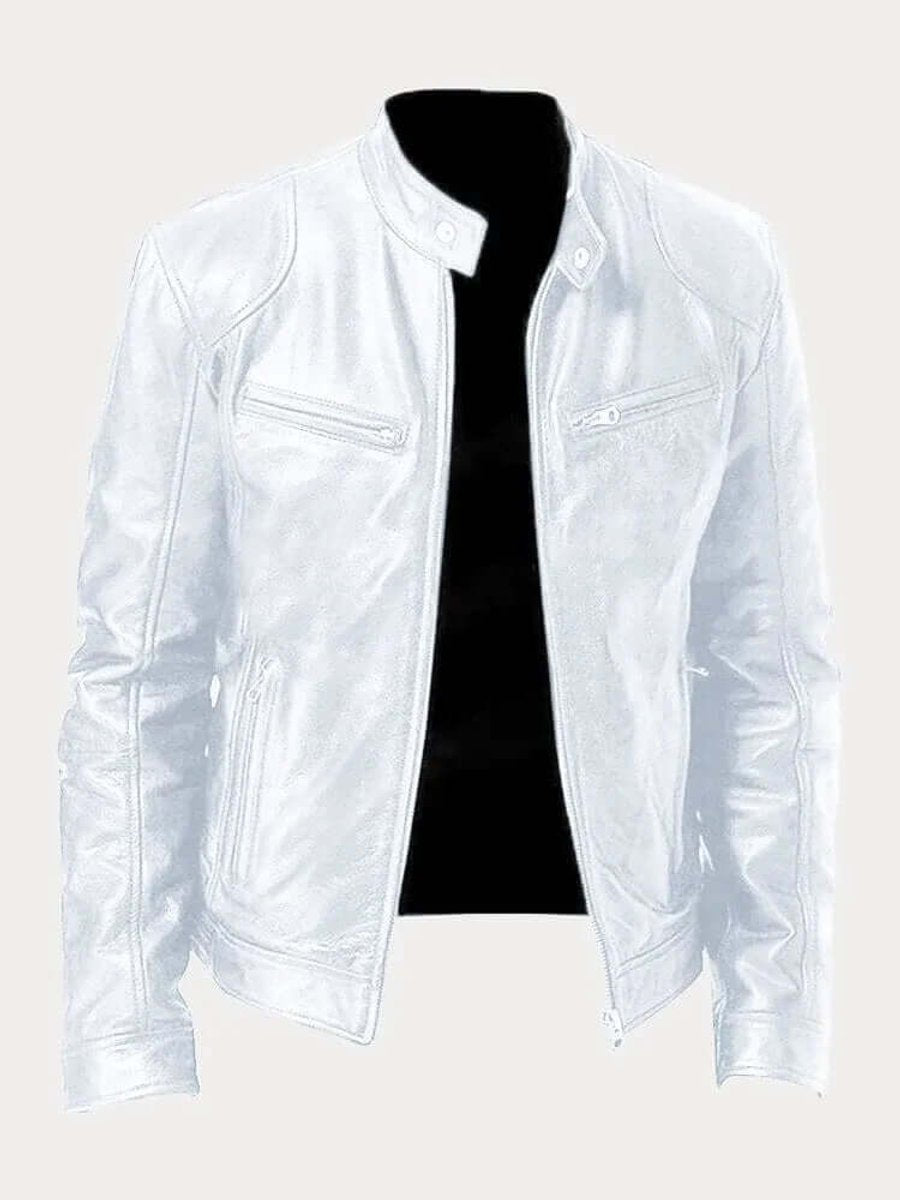 Aiden | Men's Classic Biker-Style Zip-Up Leather Jacket