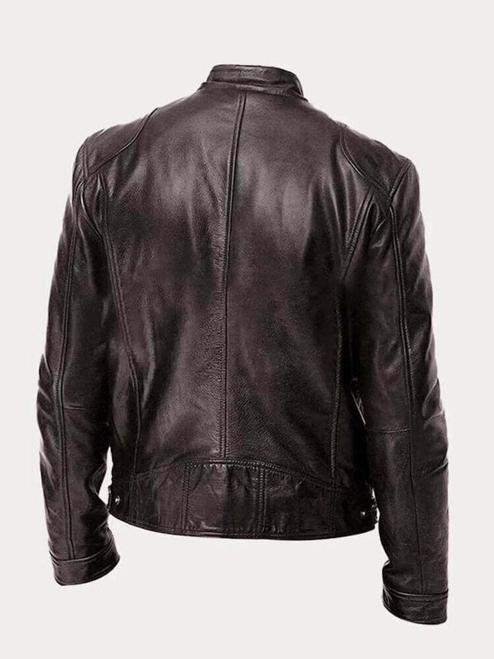 Aiden | Men's Classic Biker-Style Zip-Up Leather Jacket