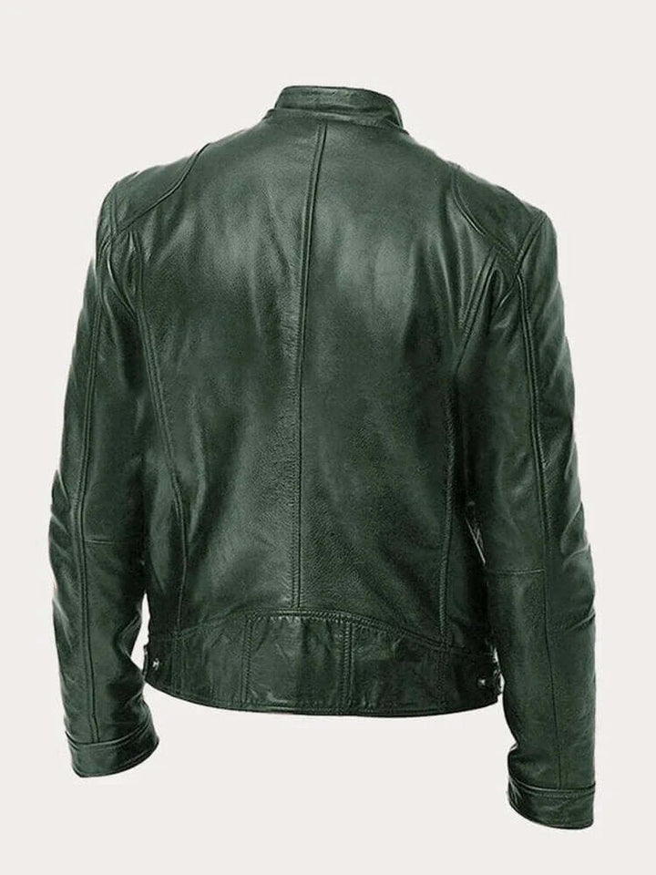Aiden | Men's Classic Biker-Style Zip-Up Leather Jacket