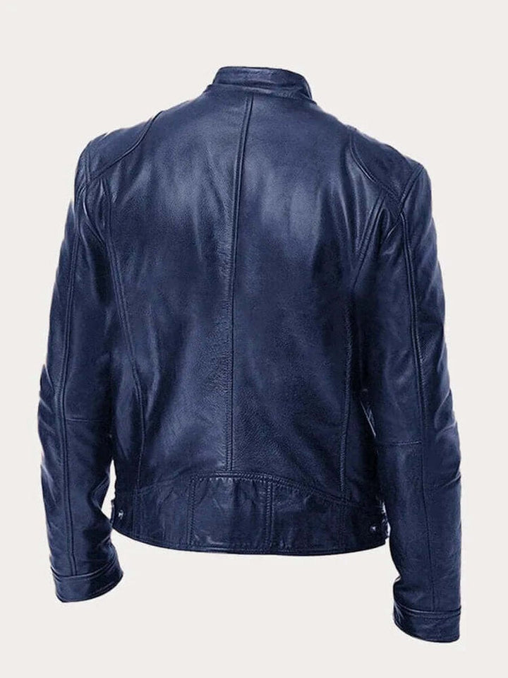Aiden | Men's Classic Biker-Style Zip-Up Leather Jacket