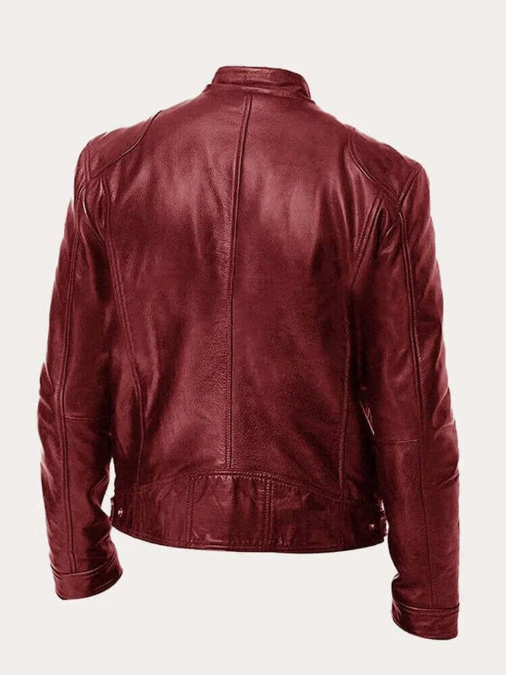 Aiden | Men's Classic Biker-Style Zip-Up Leather Jacket