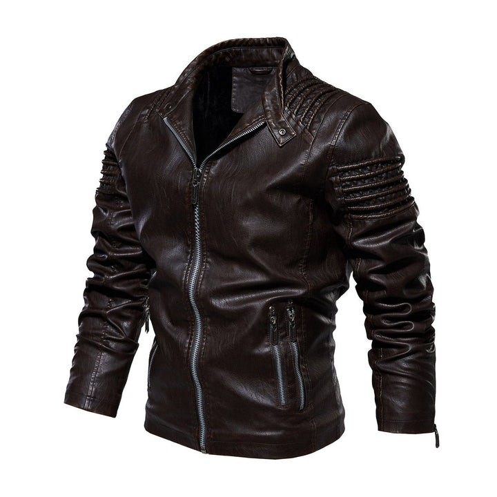 Alexander | Men's Moto-Style Faux Leather Jacket Ribbed Shoulder