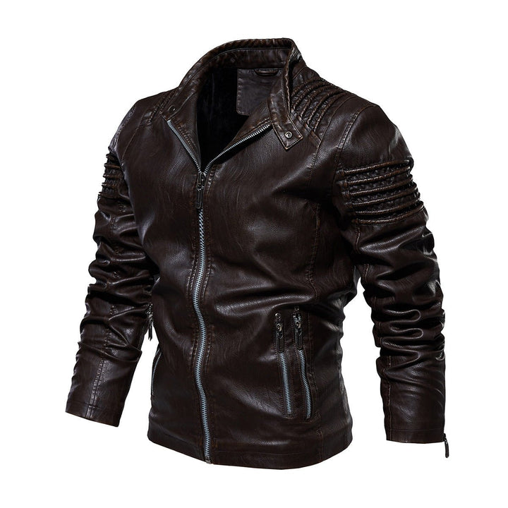 Alexander | Men's Moto-Style Faux Leather Jacket Ribbed Shoulder