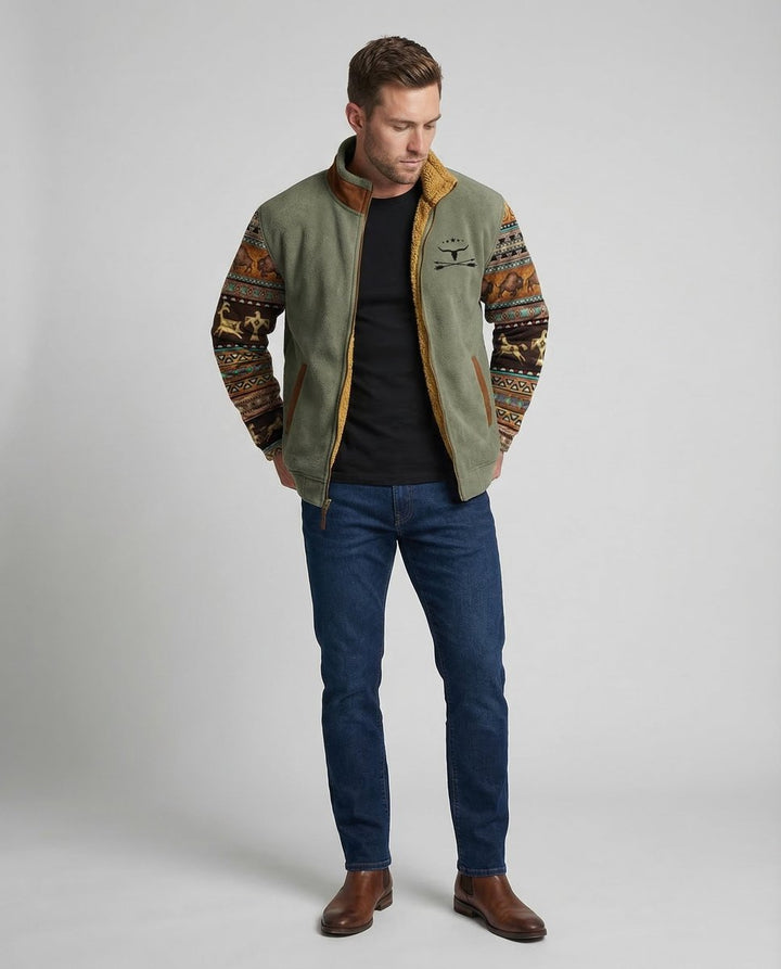 Alexander | Men's Western Sherpa-Lined Full-Zip Fleece Bomber Jacket
