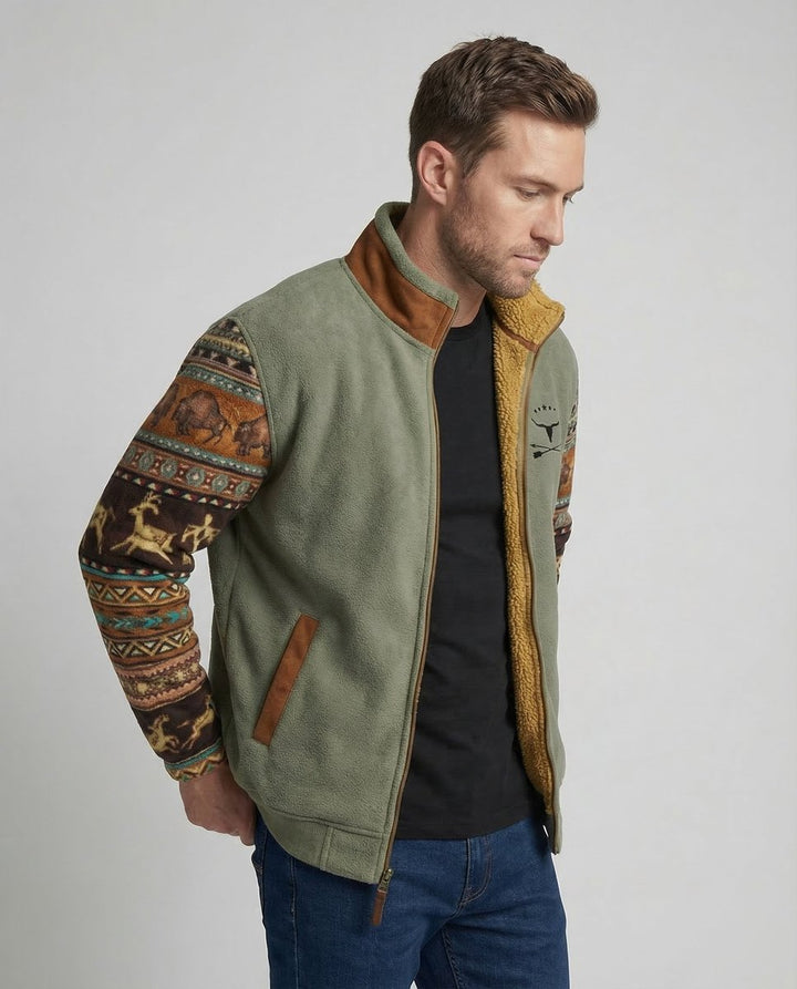 Alexander | Men's Western Sherpa-Lined Full-Zip Fleece Bomber Jacket
