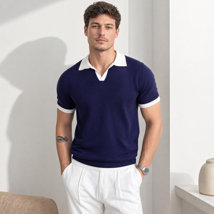 Men’s Short Sleeve Polo Shirt Casual Summer Button Up Everyday Top