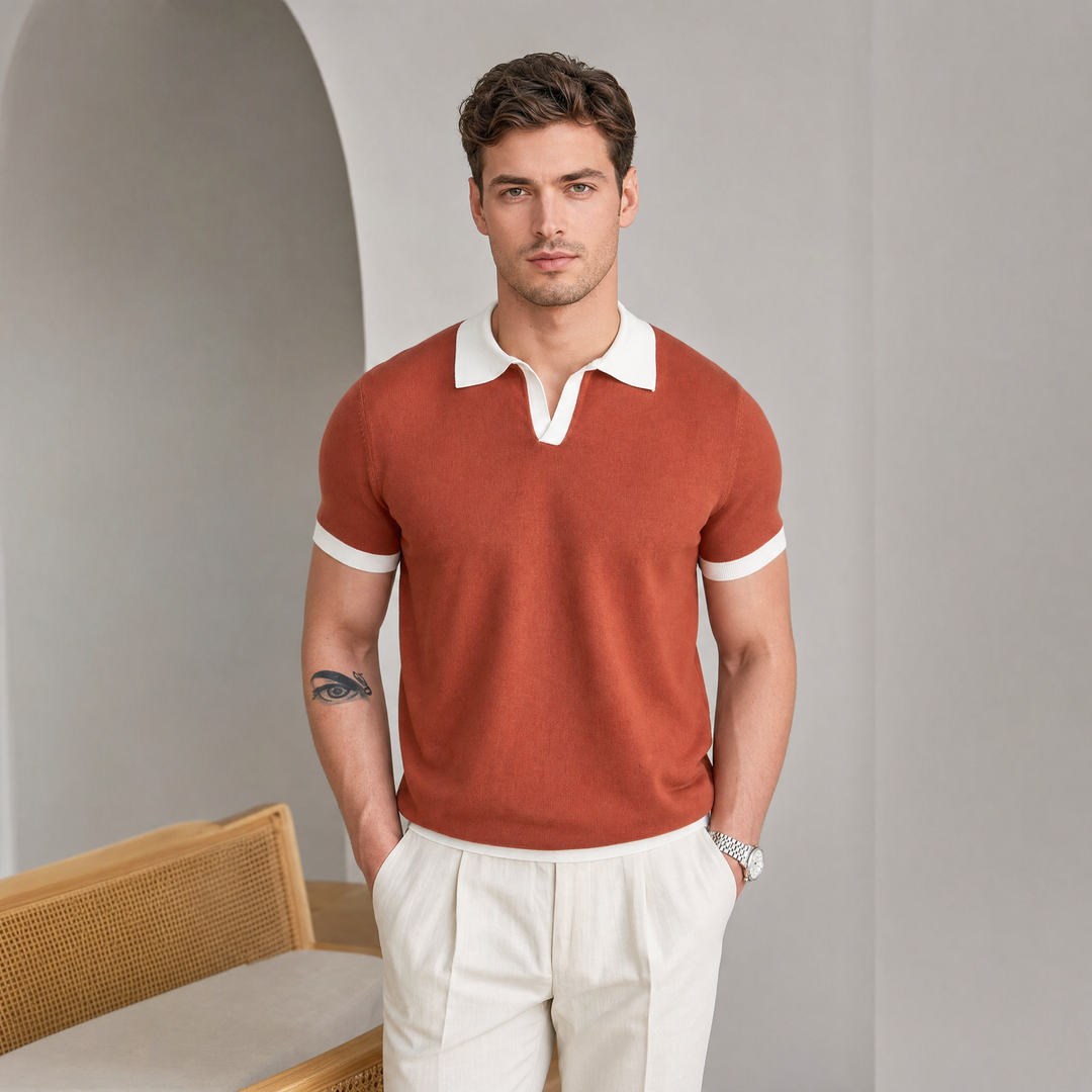 Men’s Short Sleeve Polo Shirt Casual Summer Button Up Everyday Top