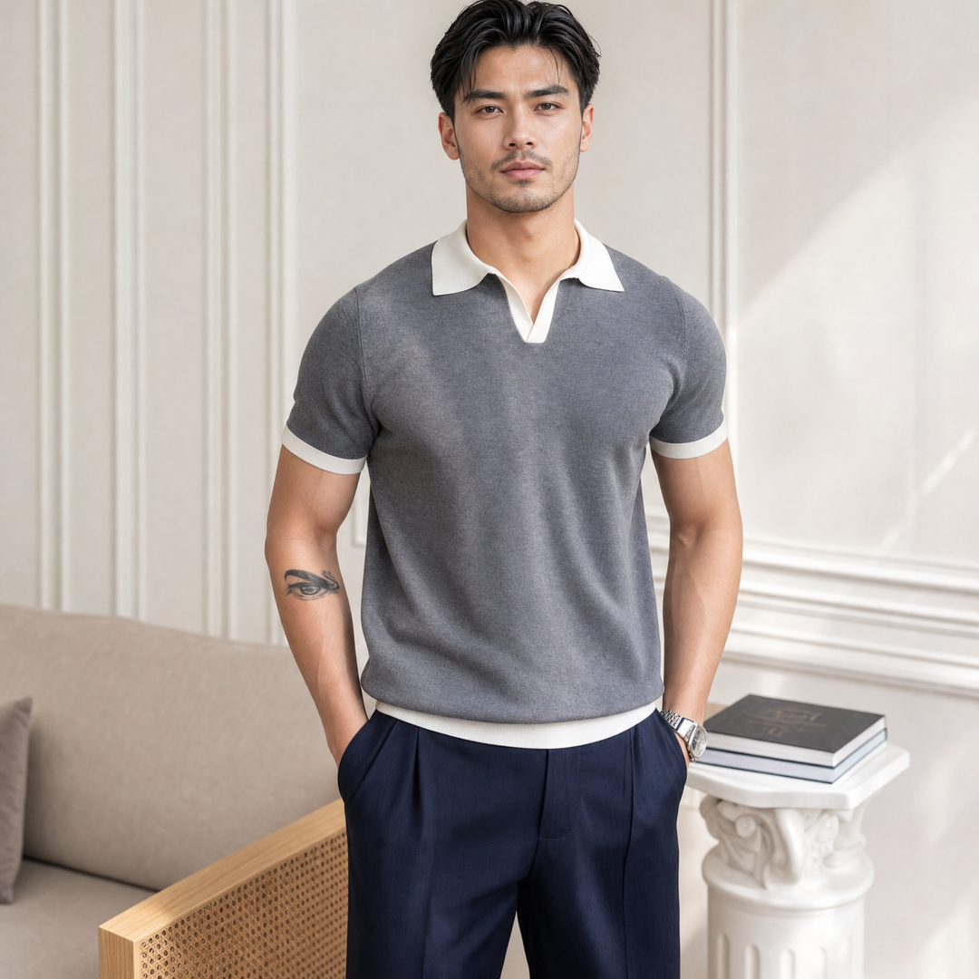 Men’s Short Sleeve Polo Shirt Casual Summer Button Up Everyday Top