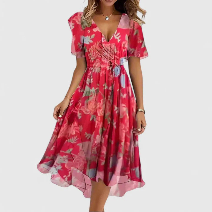 Midi Dress – Floral V-Neck Midi