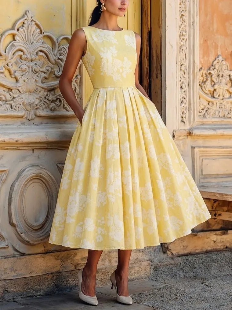 Midi Dress – Off-Shoulder Floral Swing