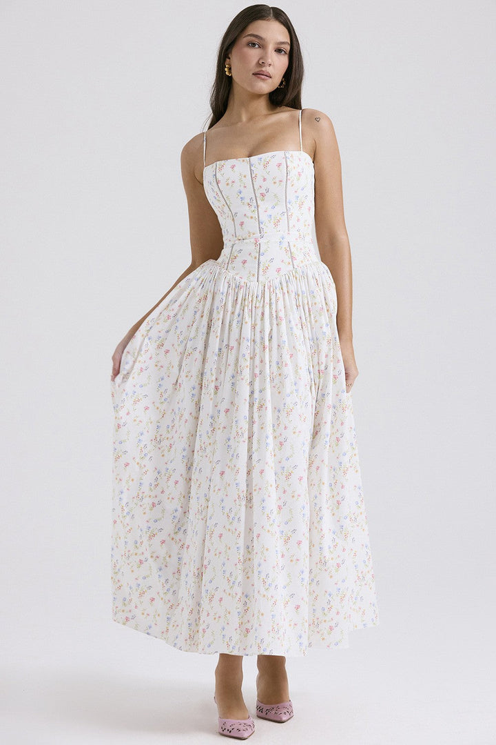 Arvelle | Pleated Strapless Midi Wedding Guest Gowns