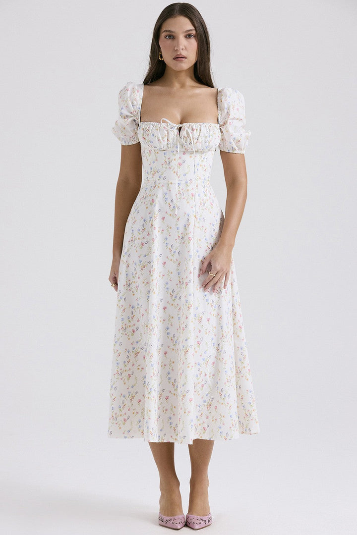 Arvelle | Pleated Strapless Midi Wedding Guest Gowns