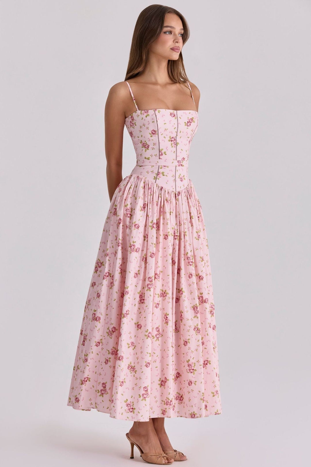 Arvelle | Pleated Strapless Midi Wedding Guest Gowns