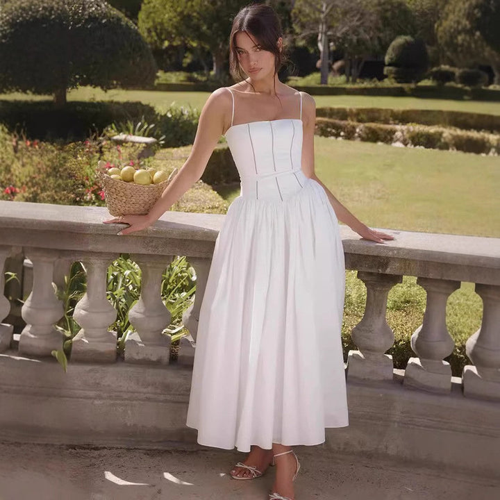 Arvelle | Pleated Strapless Midi Wedding Guest Gowns