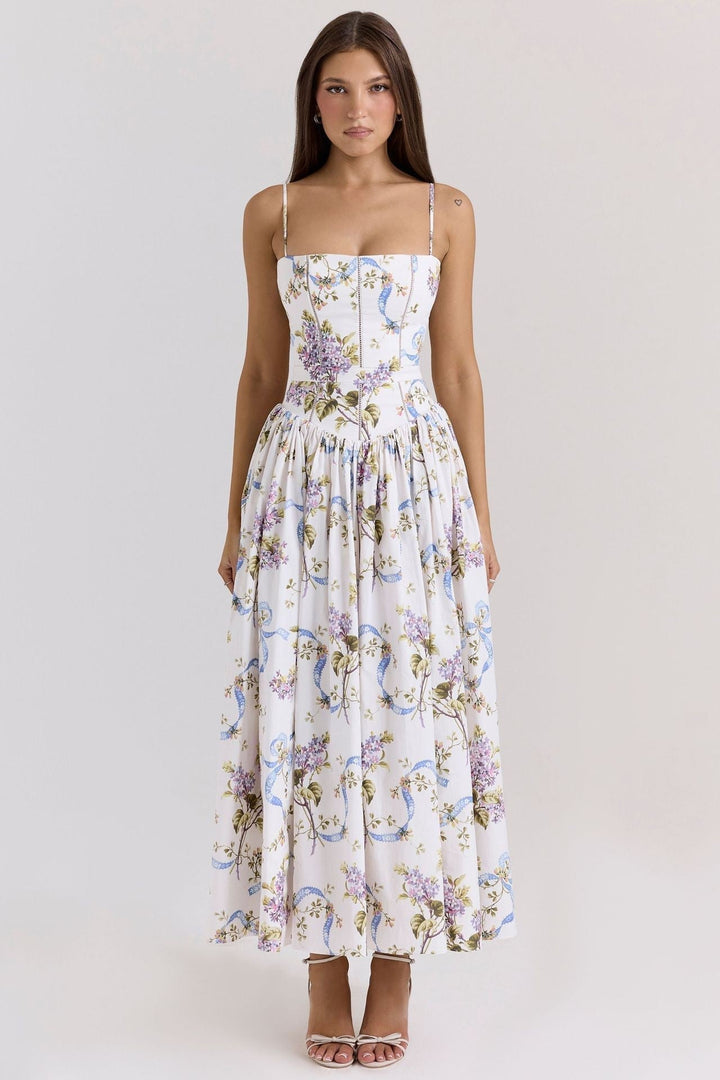 Arvelle | Pleated Strapless Midi Wedding Guest Gowns