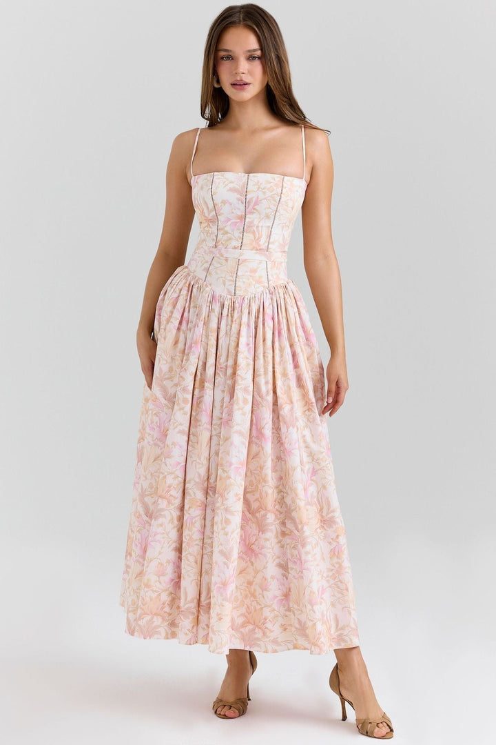 Arvelle | Pleated Strapless Midi Wedding Guest Gowns