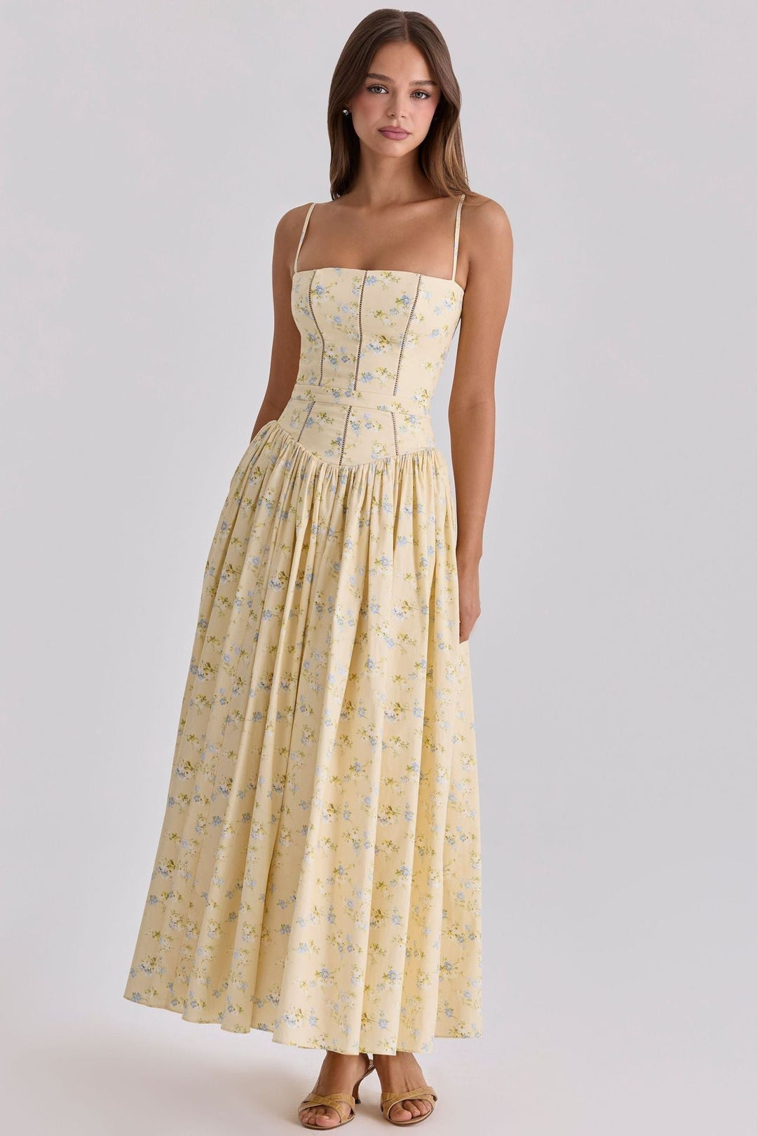 Arvelle | Pleated Strapless Midi Wedding Guest Gowns
