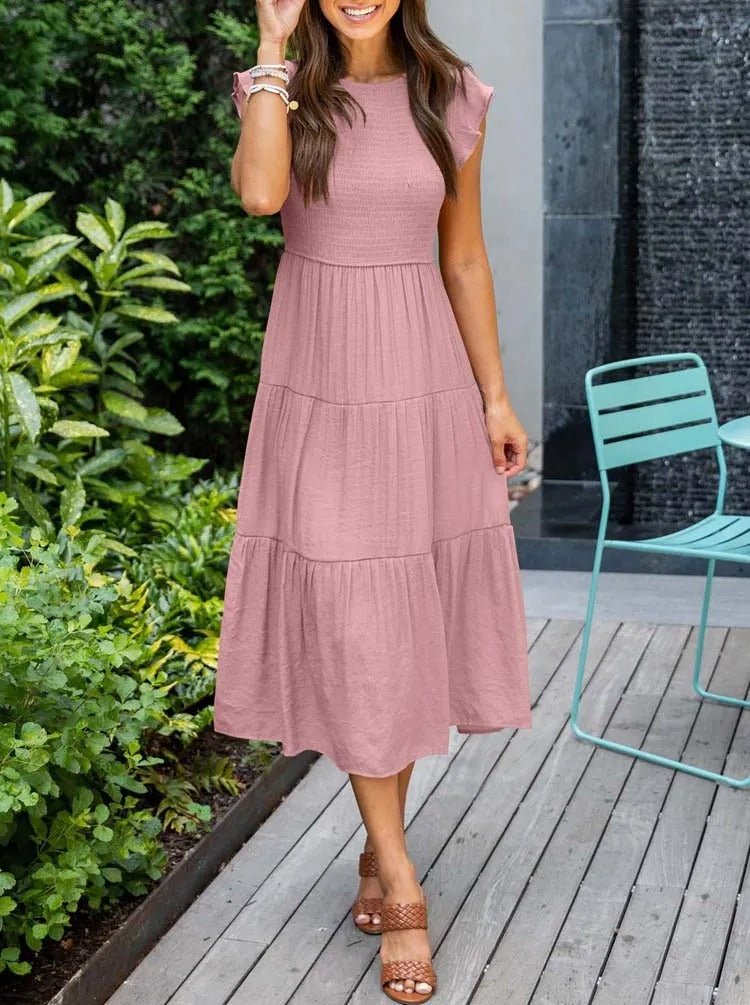 Midi Dress – Tiered Short-Sleeve Midi