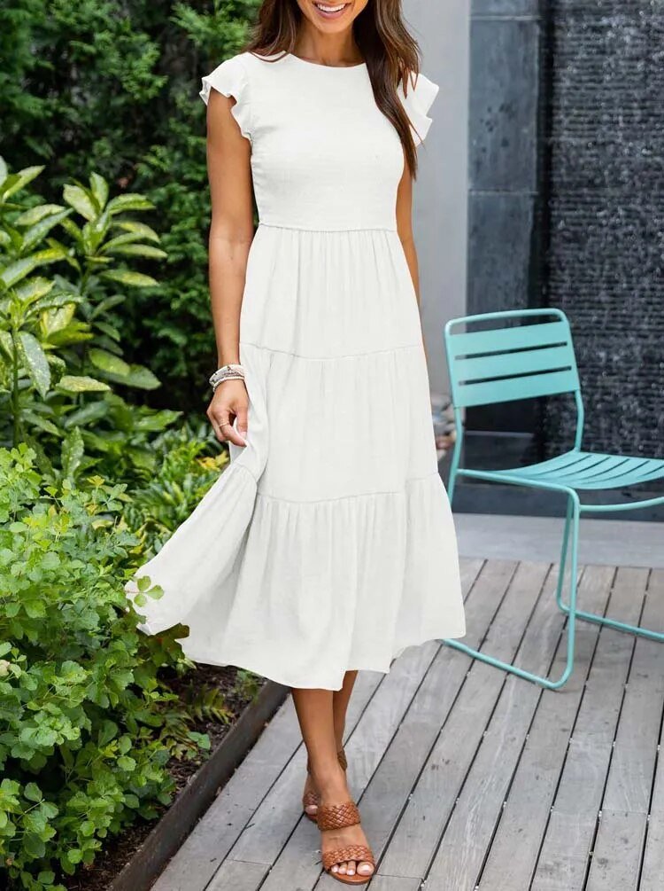 Midi Dress – Tiered Short-Sleeve Midi